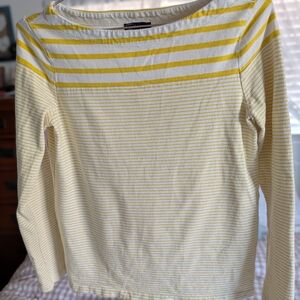 GAP Yellow & White Striped Boatneck Top